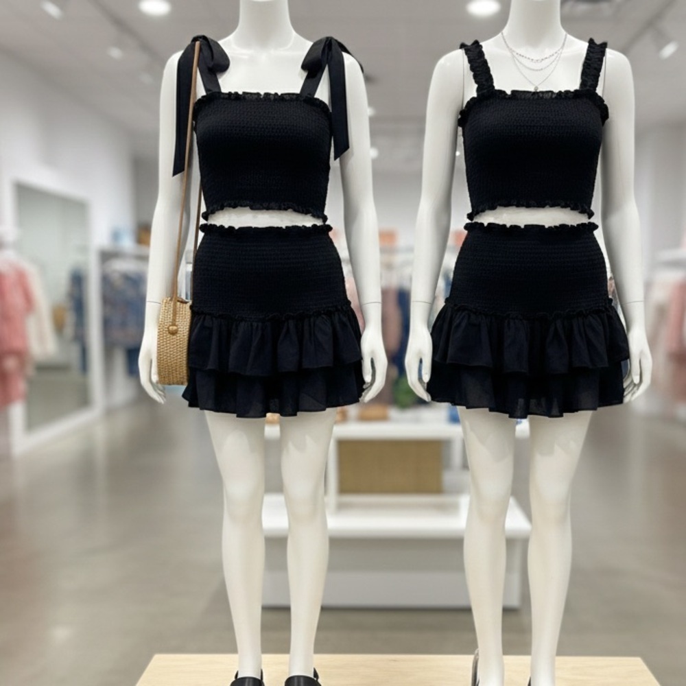 Katie J NYC Brooke Black Ruffle tiered Skirt size XL (14)